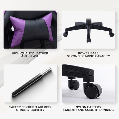 Computer Game Room Foldable Gaming Chair with Ergonomic Design and Revolving Massage
