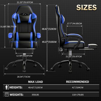 ALINUNU 2024 PC Racing Gaming Chair Adjustable Leather Reclining and Footrest Included