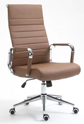 Modern Style Brown Leather Mesh Office Chair with Lumbar Support and Mail Packing