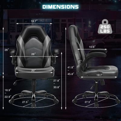 Height Adjustable Gaming Chair Ideal for Office and Home 27.76&quot;W x 45.67&quot;H x 25.39&quot;D
