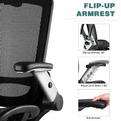 Ergonomic High Back Desk Chair with Adjustable Headrest and Flip Arm Style Lift Chair