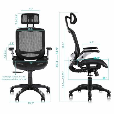 Ergonomic High Back Desk Chair with Adjustable Headrest and Flip Arm Style Lift Chair