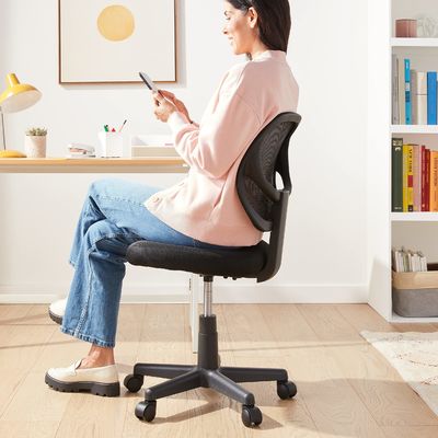 Low Back Computer Desk Chair with Rotating Feature Adjustable Height Mesh Upholstery