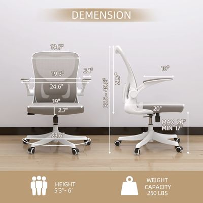 Home Office Desk and Chair Mesh Back Office Chair with Lumbar Support Adjustable Height