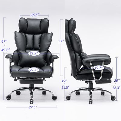 Assurance Guaranteed of Modern PU Leather Computer Chair with Lumbar Support and Feet