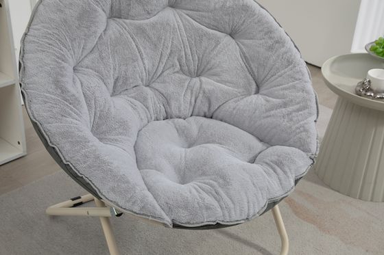 General Home Furniture Round Thickened Folding Recliner Moon Chair with Faux Fur