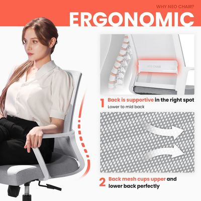 Executive Office Chair Mesh Chair with Lumbar Support and Adjustable Height Armrest