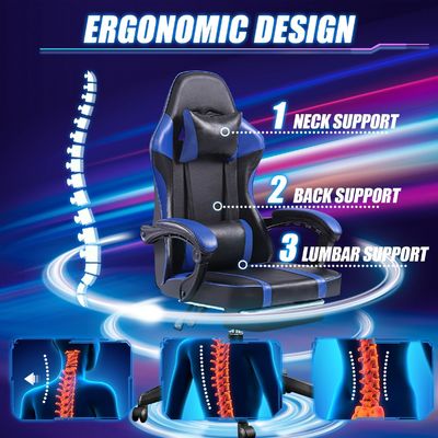360 Swivel Ergonomic Gaming Chair with Footrest Height Adjustable and Recliner