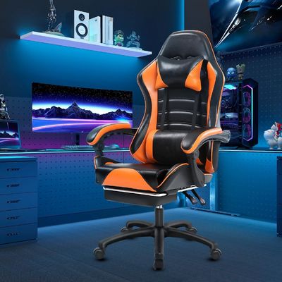 ALINUNU Ergonomic Gaming Chair for Adults Footrest Swivel Chair in Synthetic Leather