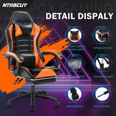 ALINUNU Ergonomic Gaming Chair for Adults Footrest Swivel Chair in Synthetic Leather