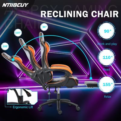 ALINUNU Ergonomic Gaming Chair for Adults Footrest Swivel Chair in Synthetic Leather