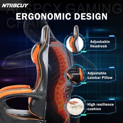 ALINUNU Ergonomic Gaming Chair for Adults Footrest Swivel Chair in Synthetic Leather
