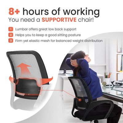 Foam Seat Mesh Computer Chair with Lumbar Support Adjustable Ergonomic Desk Chair