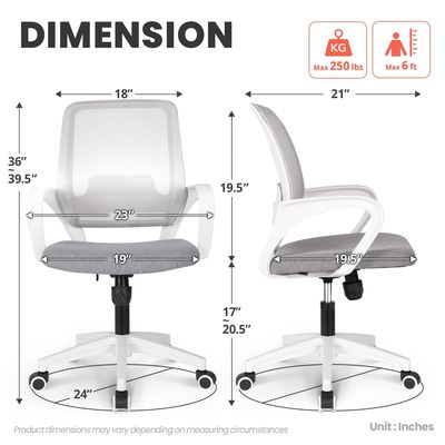 Metal Chair with Adjustable Swivel and Lumbar Support Ergonomic Mesh Computer Chair