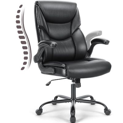 Modern Design Adjustable Executive Office Chair with Flip-Up Armrest and Lumbar Support