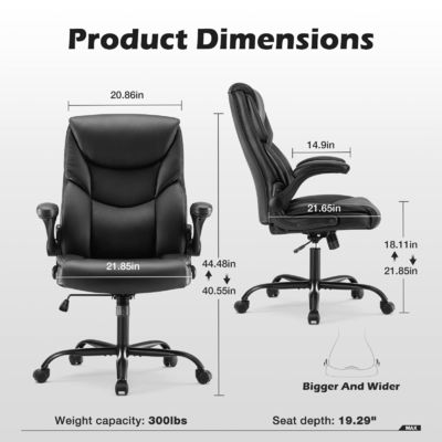 Modern Design Adjustable Executive Office Chair with Flip-Up Armrest and Lumbar Support