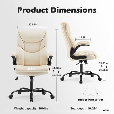 Swivel Task Chair with Lumbar Support and Adjustable Flip-up Armrest 3 Gas Lift 25.76 Pounds