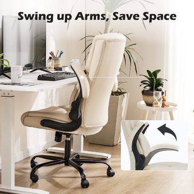 Swivel Task Chair with Lumbar Support and Adjustable Flip-up Armrest 3 Gas Lift 25.76 Pounds