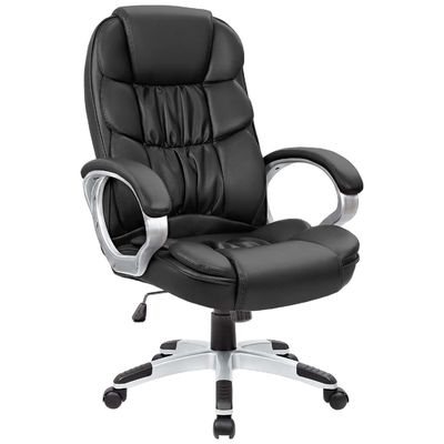High Back Executive Office Chair with Lumbar Support and Adjustable Height PU Leather