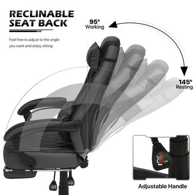 Swivel Chair ALINUNU PU Leather Gaming Chair with 360 Swivel/ Height Adjust/Recliner