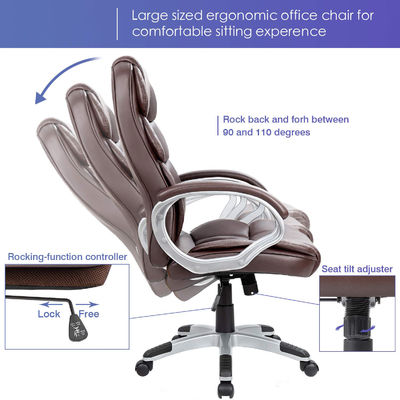 Executive Office Chair with Adjustable Height High Back Computer Desk Chair PU Leather