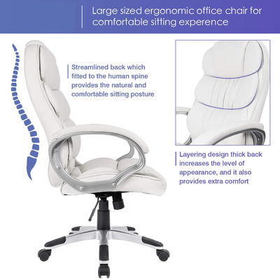 36.3lb High Back Computer Desk Chair with Upholstered Armrests and Adjustable Height