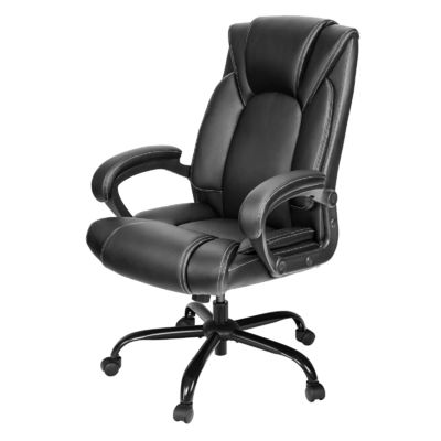 Leather Upholstered Executive Desk Chair with Adjustable Height and Ergonomic Support