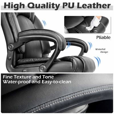 Leather Upholstered Executive Desk Chair with Adjustable Height and Ergonomic Support