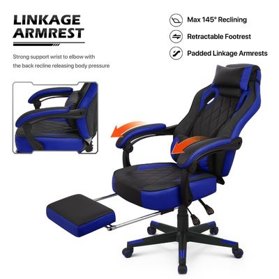 Adjustable Height Gaming Chair in PU Leather for Racing Style Computer Gaming at ALINUNU