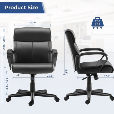 360 Swivel/ Height Adjust/Recliner Mid Back Desk Chair for 250 Pounds Weight Capacity