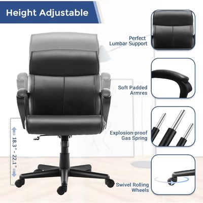 360 Swivel/ Height Adjust/Recliner Mid Back Desk Chair for 250 Pounds Weight Capacity