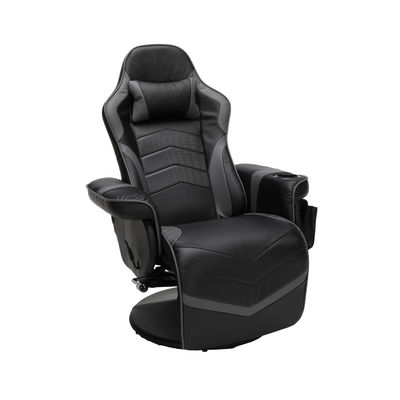 Adjustable Height Computer Recliner Gaming Chair with Leather Upholstery and Footrest