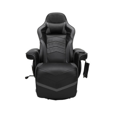 Adjustable Height Computer Recliner Gaming Chair with Leather Upholstery and Footrest