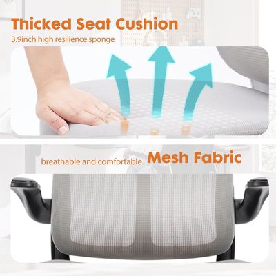 High Back Mesh Chair with Flip-up Armrests and Lumbar Support Mail Packing Included