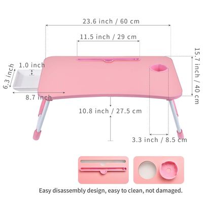 Large Gym Laptop Bed Table Desk Tray Stand with Cup Holder Portable Foldable Lap Desk Bed Tray