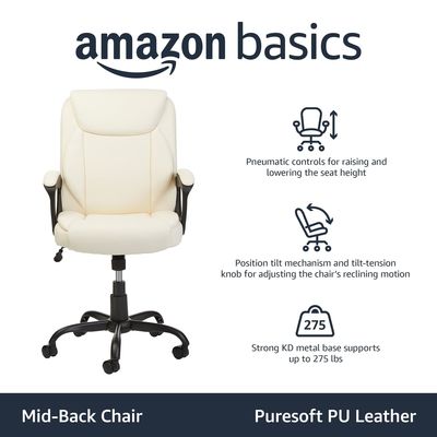 Gas Lift Mid-Back Office Computer Desk Chair with Puresoft PU Padding and Metal Frame