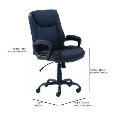 26&quot;D x 23.75&quot;W x 42&quot;H Mid-Back Puresoft PU Office Computer Desk Chair with 3 Gas Lift