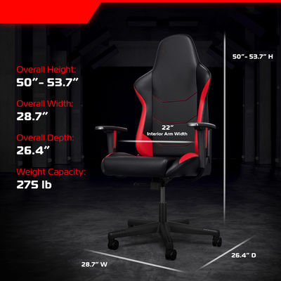 Integrated Headrest Ergonomic PC Computer Chair for Adults Faux Leather Seat Material