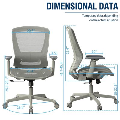 Adjustable Lumbar Support Armrests Mesh Office Chair Sturdy Task Chair with Solid Back