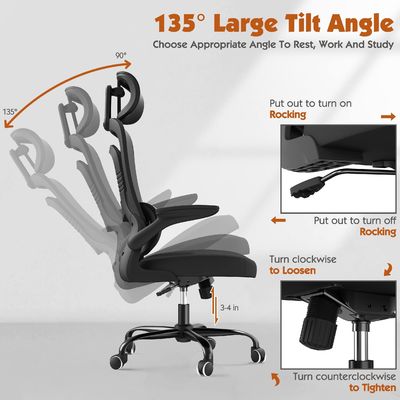 Modern Design Metal Ergonomic Mesh Office Chair with Lumbar Support and Flip-up Arms