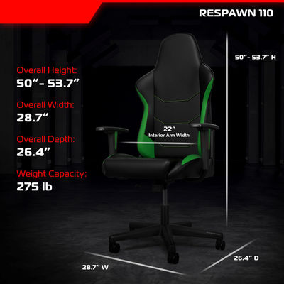 Height Adjustable Recliner Gaming Chair with 360 Swivel and Integrated Headrest