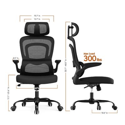 Modern Design Metal Ergonomic Mesh Office Chair with Lumbar Support and Flip-up Arms