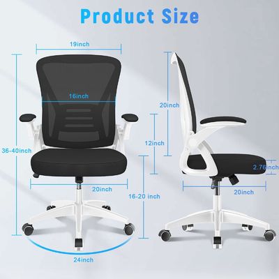 Comfortable Mid Back Computer Chair with Flip-Up Arms and Lumbar Support 23.6 Pounds