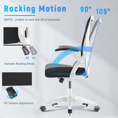 Comfortable Mid Back Computer Chair with Flip-Up Arms and Lumbar Support 23.6 Pounds