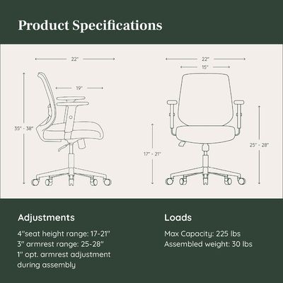 360 Swivel Mesh Computer Office Chair with Adjustable Lumbar Rest and Armrests 30 lbs