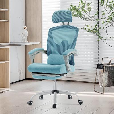 3 Gas Lift Ergonomic High Back Office Chair with Lumbar Pillow and Retractable Footrest