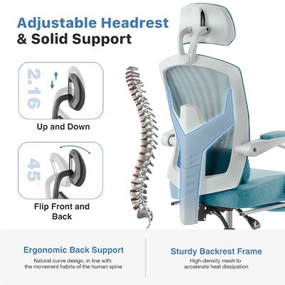 3 Gas Lift Ergonomic High Back Office Chair with Lumbar Pillow and Retractable Footrest