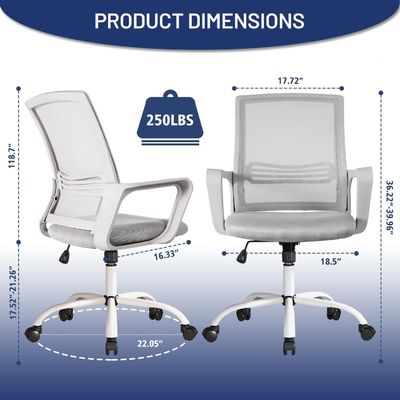 Swivel Desk Chair Silla Oficina Mesh Task Chair Ergonomic Mid Back for Adults Work