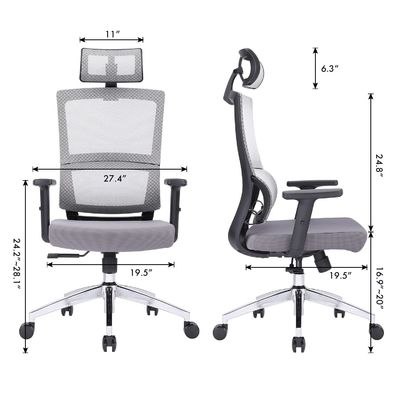 Height Adjustable Office Chair L-Shaped Swivel Desk Chair for Adults Work at Home