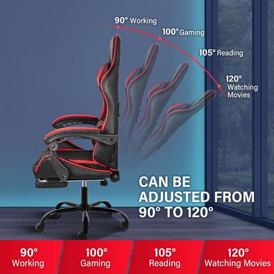 Ergonomic Gaming Chair with Footrest and Lumbar Support 20&quot;D x 25&quot;W x 46&quot;H/360 Swivel